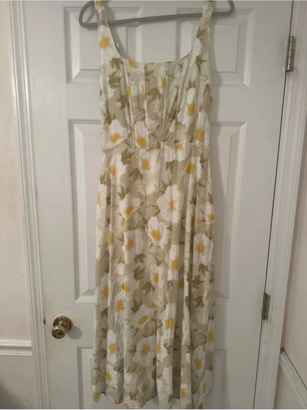 MELLODAY White and Yellow Floral Maxi Sundress